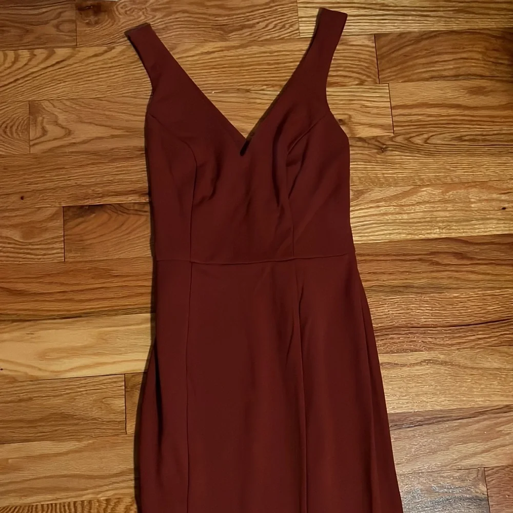 Crepe Tank Mermaid Dress with Back Knot - Picture 3 of 8